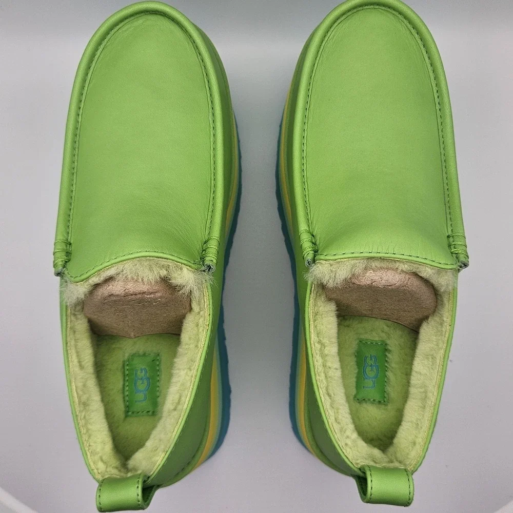 UGG URSEEN PLATFORM Green MULTI LEATHER WOOL ALL GENDER M6/W7 Festival Shoes‎